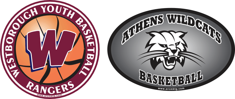 Westborough Rangers and Athens Wildcats basketball fundraising car magnets