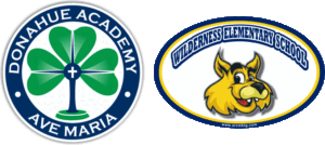 Custom school spirit car magnets for Donahue Academy and Wilderness Elementary, designed to promote school pride and raise funds.