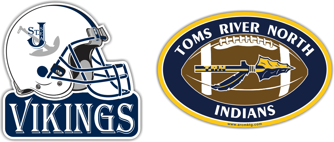 Custom football car magnets for St. Joseph Vikings and Toms River North Indians