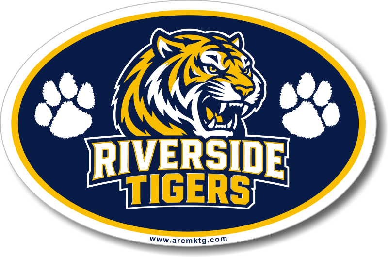 Finished Riverside Tigers custom car magnet designed by ARC Marketing